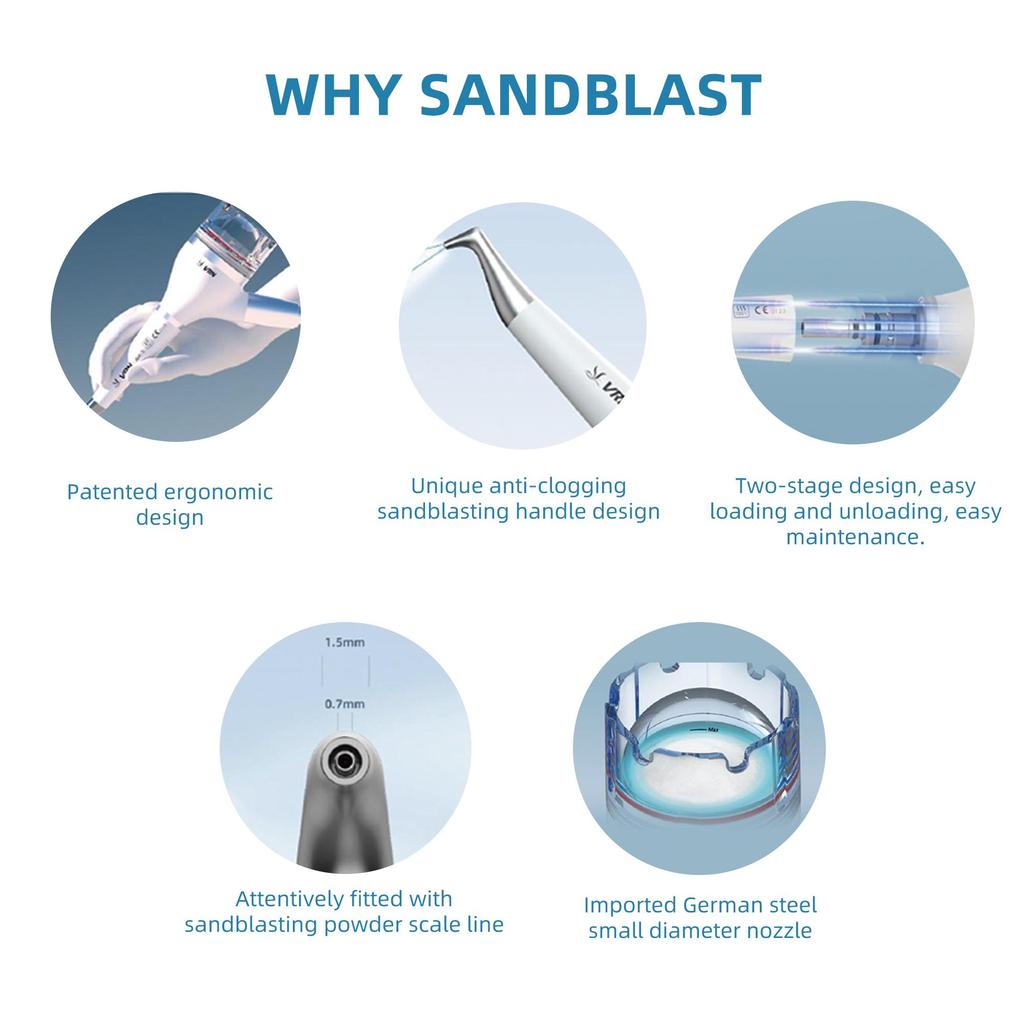 VRN DP-10 Air Polisher Sandblasting Air Tooth Polisher Dental Cleaning Machine with Adjustable Airflow