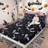 Gothic Spooky Bedding Set Pumpkin Lantern Cute Halloween Bed Sheets for Kids Boys Teens,Ghost Spiderwebs Fitted Sheet Black Cat Cobwebs Bats
