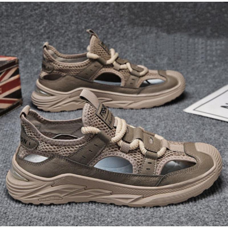 

Внешние сандалии, дышащая сетчатая пляжная обувь, низкие полые повседневные туфли, мужские дырчатые туфли 44