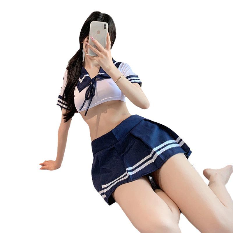 Sexy Lingerie Student Outfit: Pure Desire JK Uniform with Temptation Pleated Mini Skirt Set