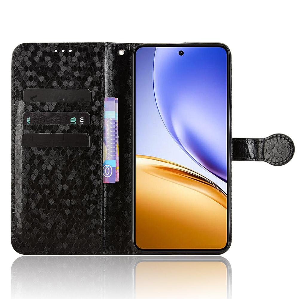 

For Realme 14 5G Wallet Case Dot Pattern Imprint PU Leather Phone Cover Rose Gold