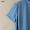 ZANZEA Women Casual Round Neck Solid Color Short Sleeve Blouse
