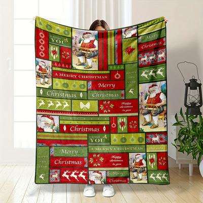 Christmas Themed Festive Holiday Decor Santa Bedroom Blanket for Livingroom Couch Lunch Break Soft Throw for Friend's Festival Gift