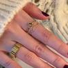 French INS Geometric Stripe 18K Gold-Plated Ring - Retro Chic Index Finger Jewelry for Women