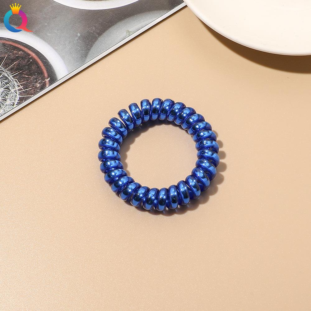 3pcs/lot Elastic Hair Band Multicolor Elastic Hair Bands Blue Spiral Hair Tie High Elasticity Telephone Wire Hair Accessories
