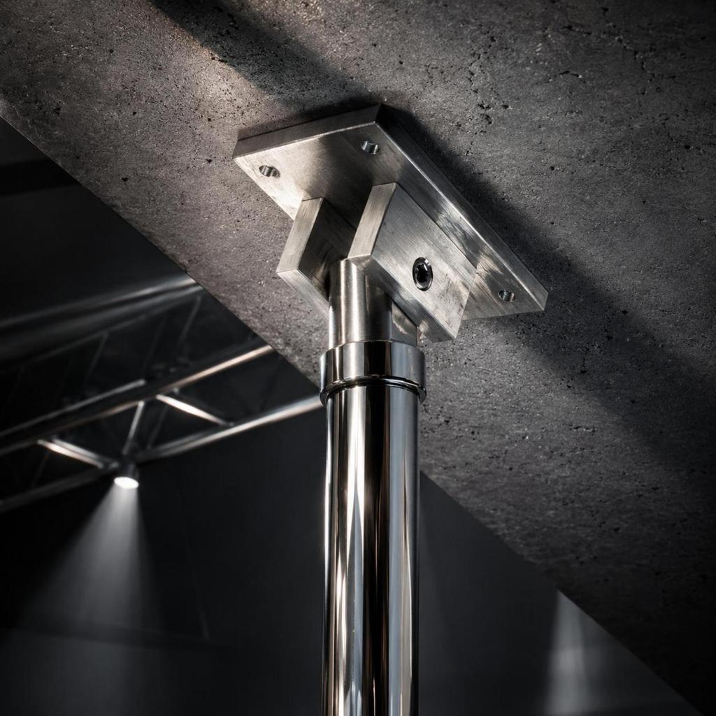 Steel Pole Top Mount Slanted Socket Dance Rectangular Base Plate
