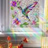Sticker Colored Glass Hummingbirds And Flowers, Artistic , Gorgeous Home Wall Stickers