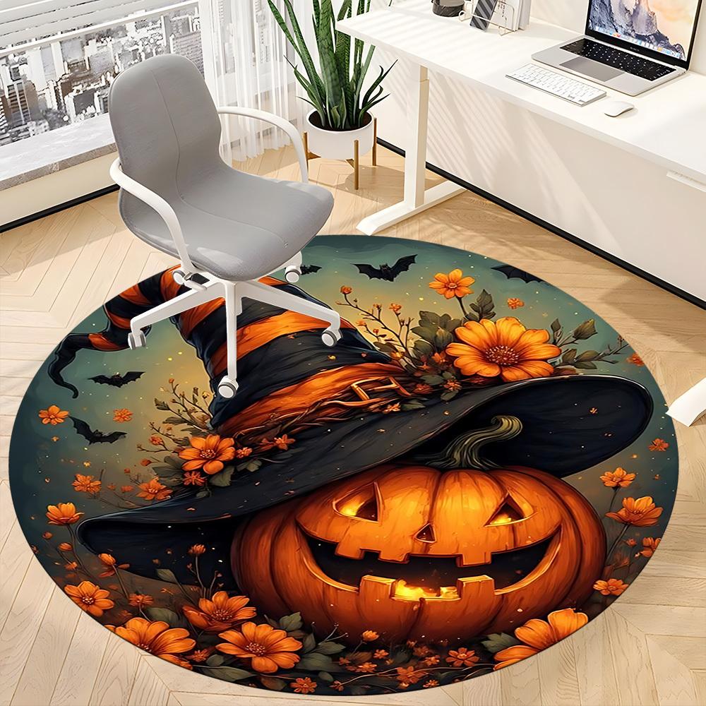 1pc Halloween Pumpkin Hat Chair Carpet for Office, , Non-slip Carpet, Very Suitable for Offices, farmhouses,Outdoor Carpet Yy251120069