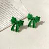 Vintage Wine Red Flocking Earrings Charm Geometric Bowknot Stud Earrings for Women Girls Fashion Unusual Jewelry Ear Accessories