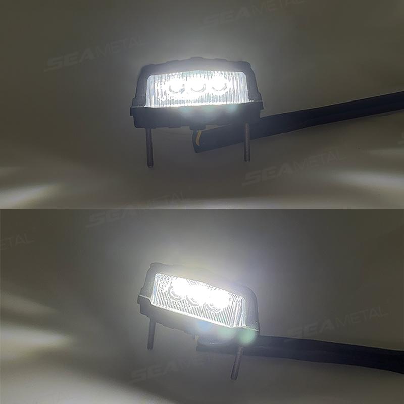 SEAMETAL Motorcycle License Plate LED Light 12V Universal Mini Moto Tail Lamps Brake Number Plate Indicator Motorbike Rear Light
