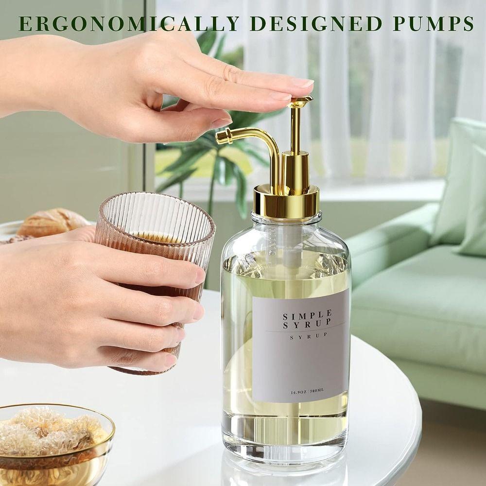 Clear Glass Syrup Bottle Precise Dispensing Coffee Bar Accessories Hand Soap Dispenser  Maple