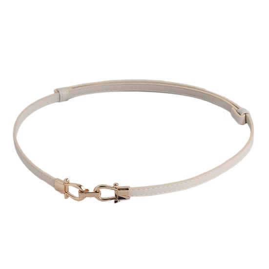 

Женский тонкий тонкий ремень, пара пряжок, дизайн талии, поясной ремень с золотой пряжкой, регулируемая длина, ремень из искусственной кожи, аксессуары для одежды бежевый