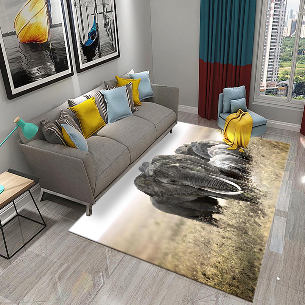 African Elephant Carpet African Animal Rugs for Living Room Bedroom Dining Kitchen Office Bathroom Non-Slip Large Decor Carpet