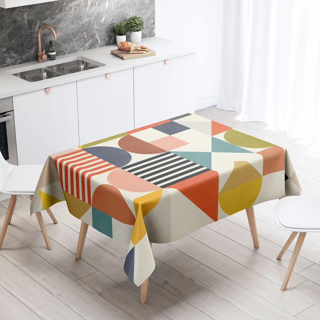 Geometrische Form-Tischdecke, Heimdekoration, schmutzabweisend, wasserdicht, Tischdekoration, rechteckige Küche, Kamin-Tops