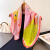 Luxury Floral Printed Square Scarf For Women Imitation Silk Scarves Bandanas Hijab Neckerchief Elegant Shawl Wraps