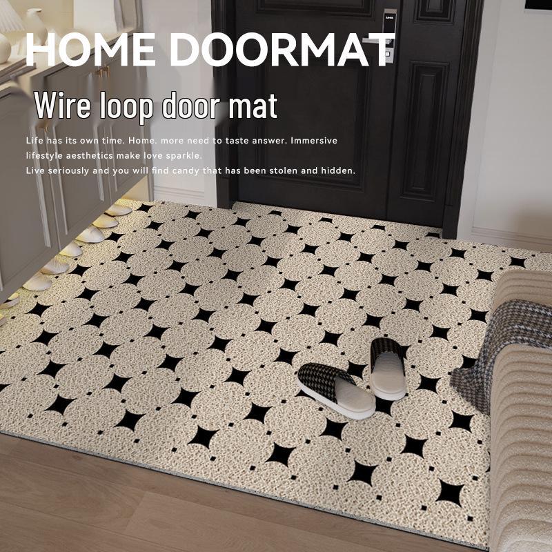 Geometric Entry Door Mat Silk Coil, Non-Slip, Wear-Resistant, Easy To Clean & Cut To Size