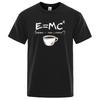 Energi=Melk+Kaffe Trykk Herre T-skjorte Casual Pustende T-skjorter Morsom Bomull Løse Tees Skjorter Gate Overdimensjonerte T-skjorter Mann