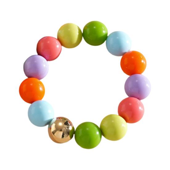 Perlenschmuck für Damen, Acryl-Kettenhalsband mit großen Perlen, Elastisches Armband mit runden Perlen, Sommerliches Retro-Accessoire