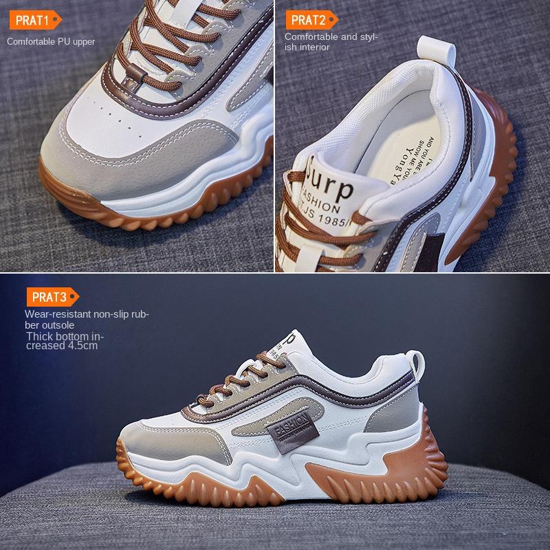 Fashion Women Fashion Chunky Sneakers Women Autumn New Lace Up Casual Platform Sports Shoes Female Thick Bottom High Heels Sneakers