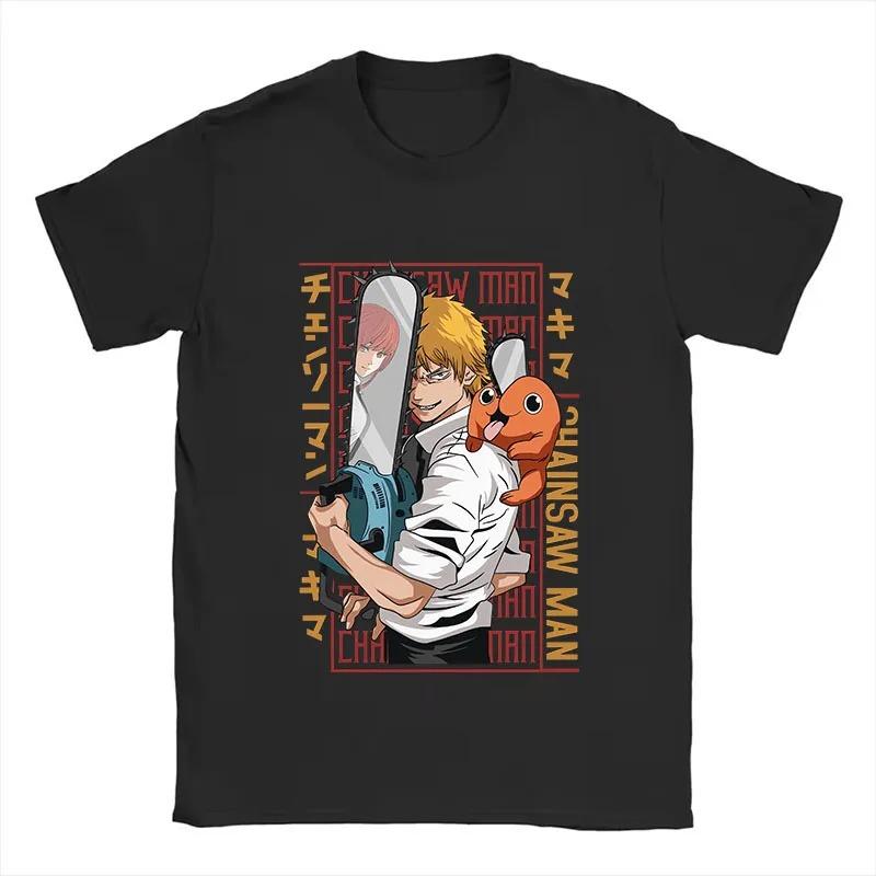 Chainsaw Man Denji & Power Action Vintage Anime T-Shirt, Unisex Manga Fan Streetwear Tee, 100% Cotton Casual Short Sleeve Top