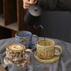 Japanese Ceramic Coffee Mug Saucer Vintage Stoneware Breakfast Oat Mug Creative Afternoon Camellia Flower Tea Cup Home Water Cup