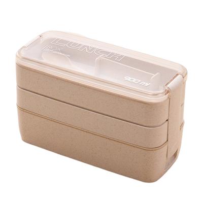 1000ML Lunch Box 3 Layer Bento Box Large Capacity Durable Food Storage Box with Fork Spoon for School Office