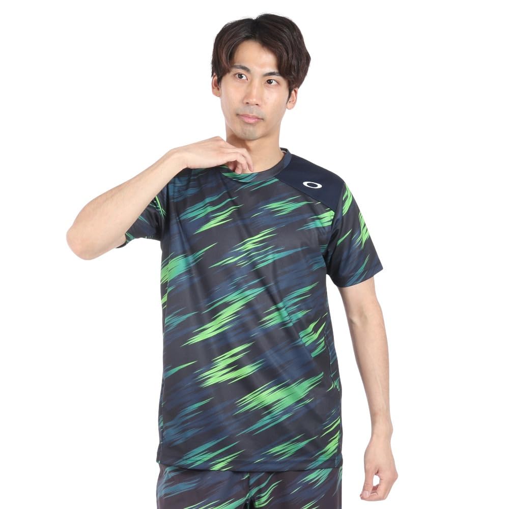 Tennis Shirt SLANT GRAPHIC SS TEE BLUE STORM PRINT S size [Oakley] 9.0 (66V) (Japanese M)