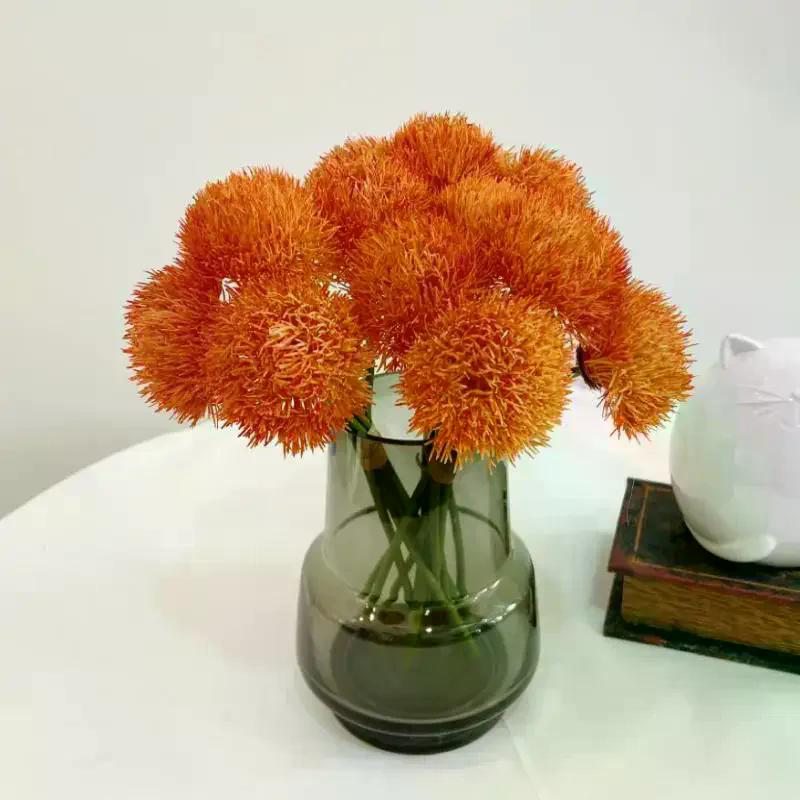 Artificial Flowers Arrangement Pom Dianthus Stems Realistic Fake For Home Office Wedding Vase Decoration