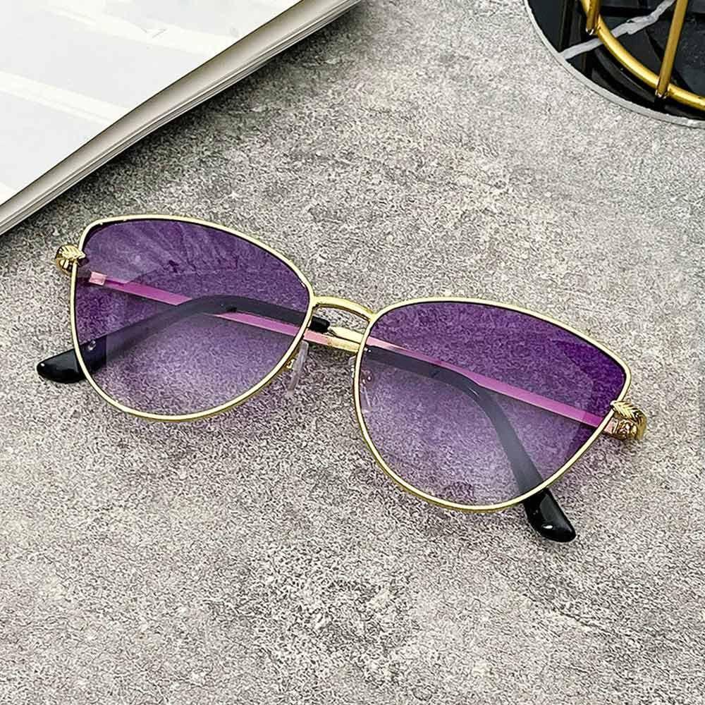 Vintage Square Frame Cat Eye Sunglasses Ocean Lenses Streetwear Metal Frame Sun Glasses Uv400 Protection Summer Shades