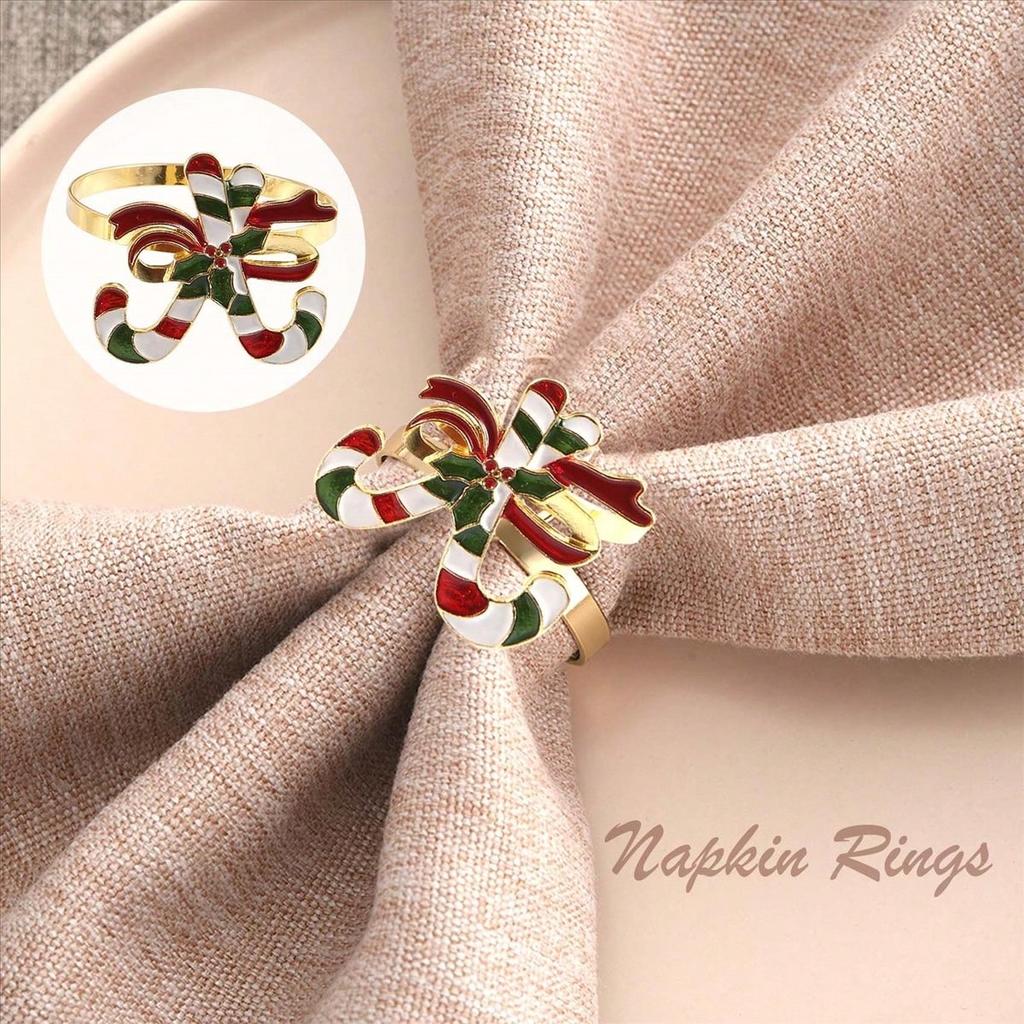 Christmas Napkin Rings - Set Of 8 Napkin Holder Rings For Holiday Christmas Table Decoration Napkin Buckle