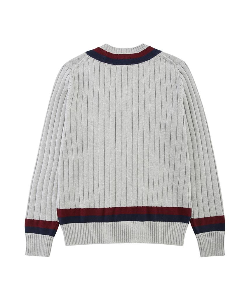 BROOKS BROTHERS Cotton Tennis V-Neck Sweater (Grey) (Bbwtmf8474Wes)