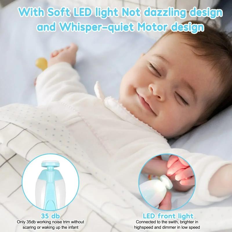 Baby Electric Nail Trimmer with Led Light Kid Nail Polisher Tool Baby Care Multifunctional Fingernail Cutter Trimmer Infant Manicure Set