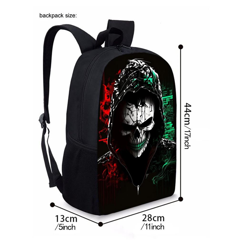 Skelett Joker Druck Einlagiger Rucksack für Jungen/Mädchen Beste Geschenke 2D Flache Cartoon Schultasche für Kinder Taschen
