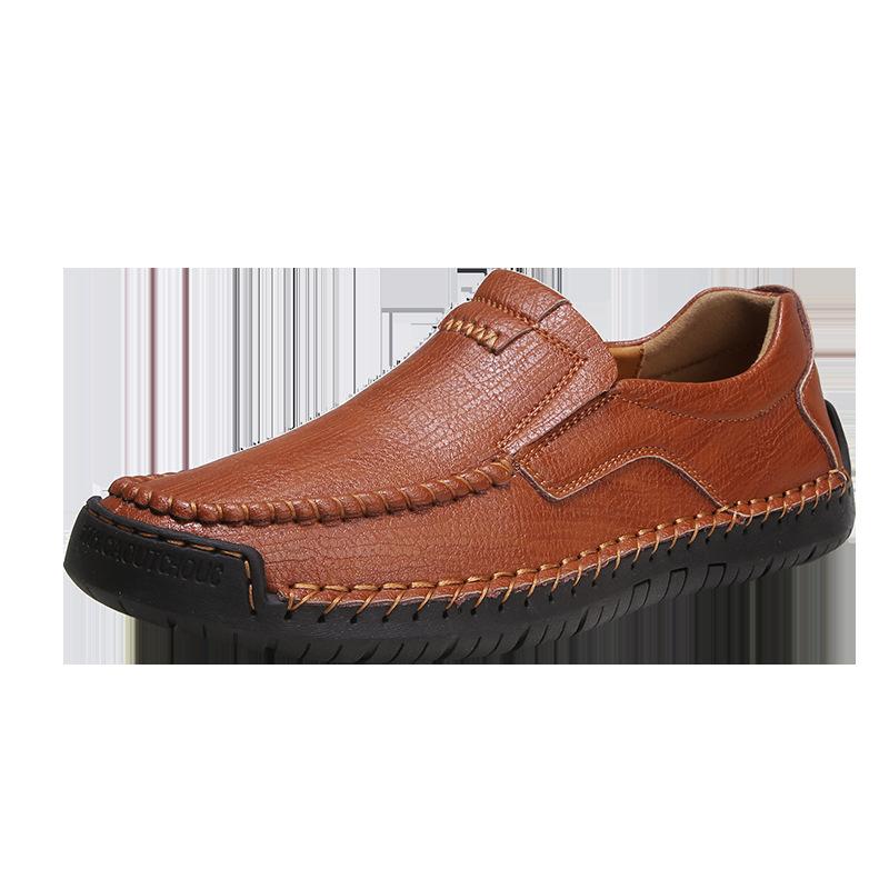 Large Size Leather Shoes Men's Breathable Men's Cowhide Soft-soled Comfortable Leather Shoes Korean Version Casual Men's Doudou Shoes