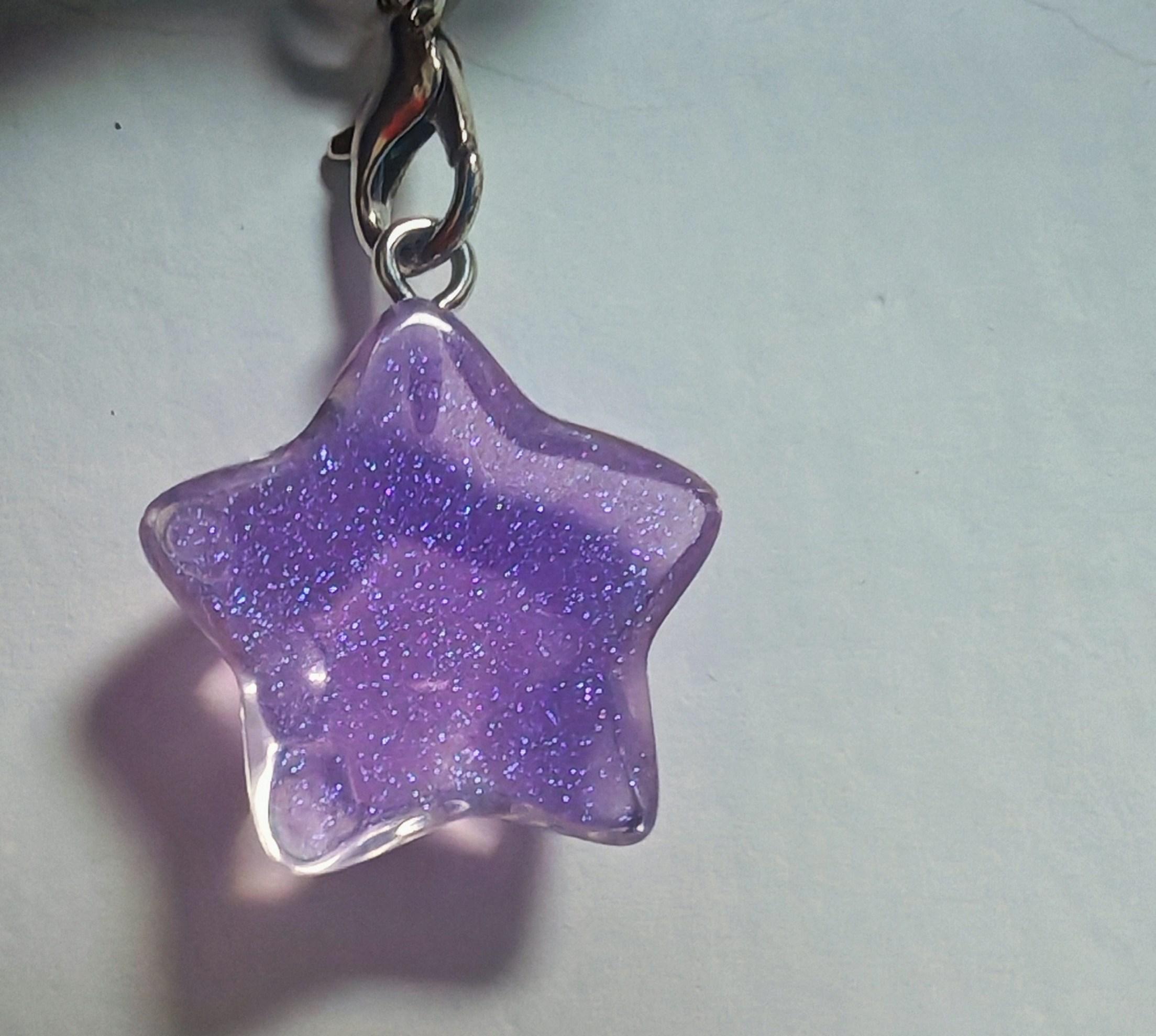 

Y2K New Purple Blue Sparkling Glittering Star Shaped Phone Lanyard For Mobile Phone Bag Keychain CCD Camera Ins Korea Cool Gift resin