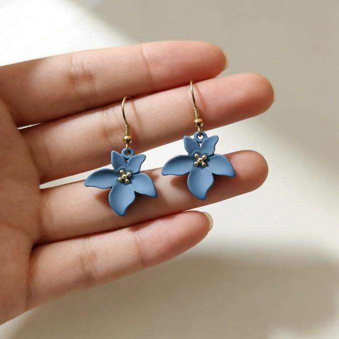 Нежные серьги-цветы цвета туманно-голубого цвета Корейские свежие и милые серьги на английском замке на каждый день универсальные серьги