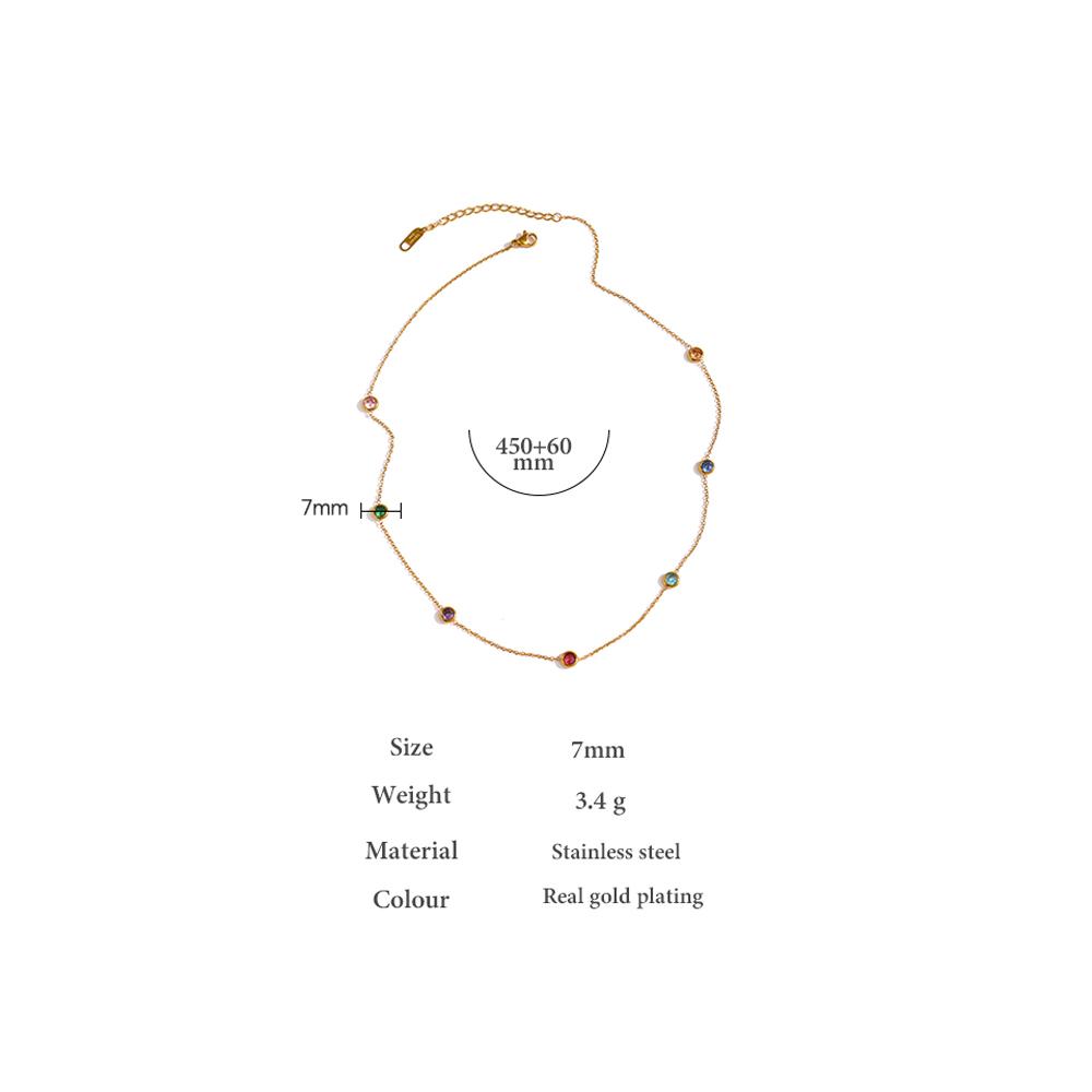 Eetit 316L Stainless Steel Colorful Cubic Zirconia Chain Necklace for Women