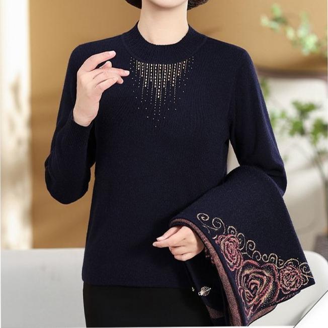 2PCS Knitted Tops Autumn/Winter Women Printed Cardigan Pullover Sweater Two-piece Plus Size Open-front Knitted Cardigan Comfortable Sweater Outfits