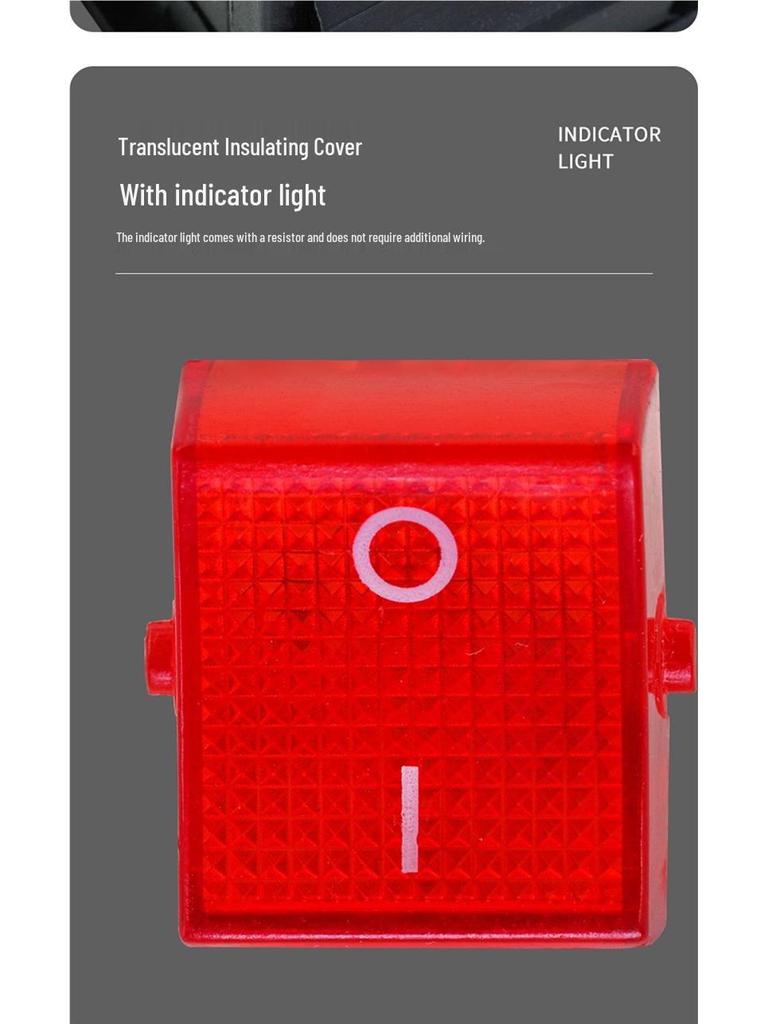 KCD4 High Power Boat Rocker Switch, 4/6 Pin, Red/Green Light, 31x25mm, 16A 250V