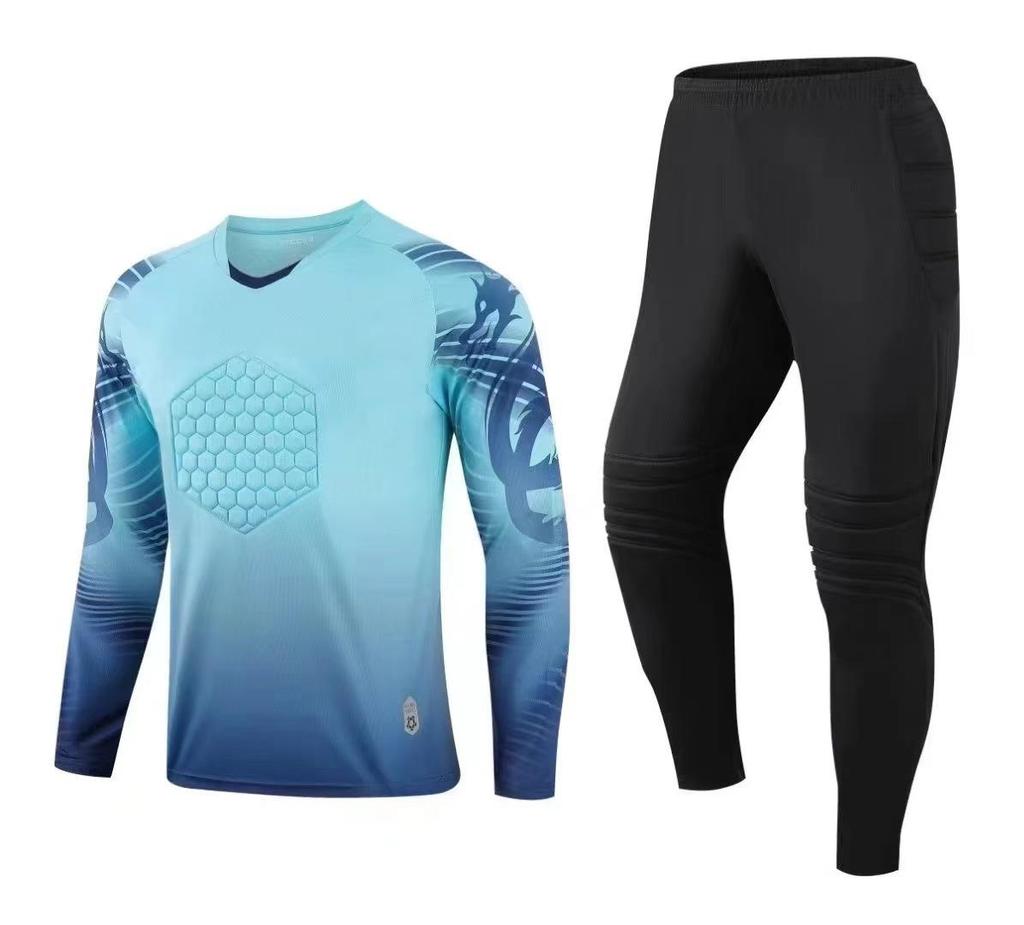 Adult Goalkeeper Long-Sleeve Jersey and Pants with Number Printing for Football Matches