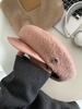 High-grade Wool Pu Soft Leather Splicing Newsboy Hat British Versatile Retro Octagonal Hat Versatile Painter Hat