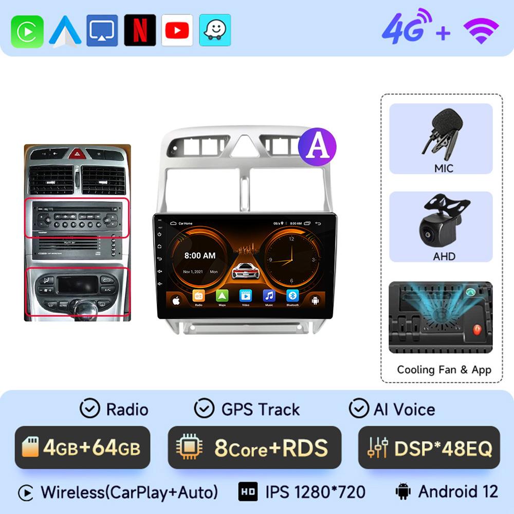 JIUYIN Car Radio For Peugeot 307 307CC 307SW 2002 - 2013 wireless CarPlay Android Auto car intelligent systems No 2 din 2din DVD