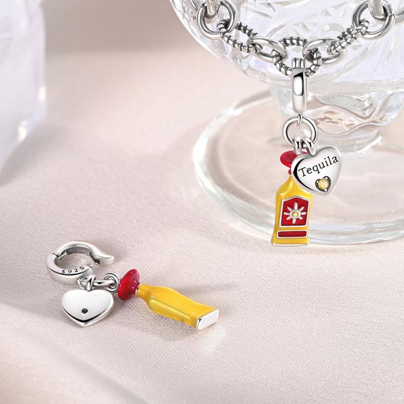 Copper Pets Dog Cat Colorful Wine Bottle Charms Cz Zirconium Shoe Bead Pendant Fit Original Bracelet Diy Jewelry