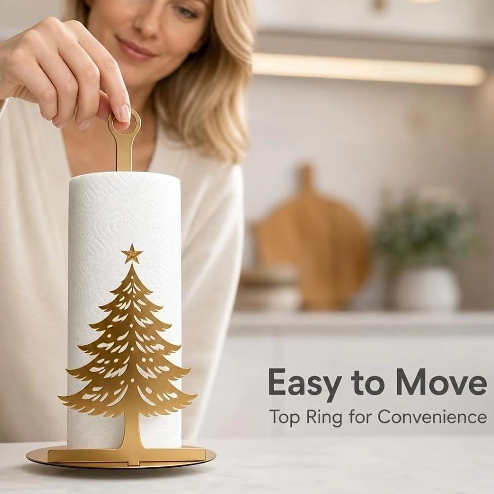 Freestanding Christmas Tree Shaped Tissue Holder Weighted Base Kitchen Paper Holder Desktop Decor