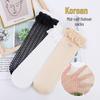 Girls' Mid-Calf Cotton Socks with Bows, Princess Style, Thin Soft Spring/Autumn Wear, Korean Fashion Baby Long Socks