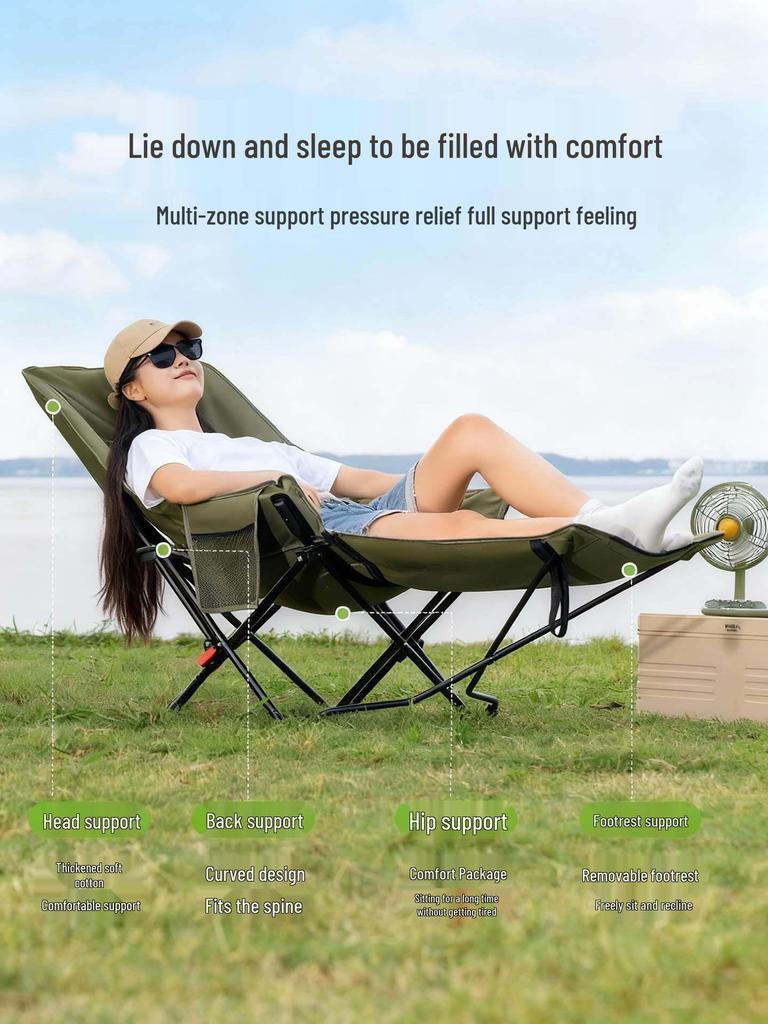 Heightened Moon Chair: Outdoor Folding Adjustable Recliner for Camping, Beach, Fishing, and Picnic.