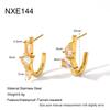 Ins Water Drop Zircon U Stud Earrings Women's Plated 18k Gold Stainless Steel Asymmetric Earrings Niche Design