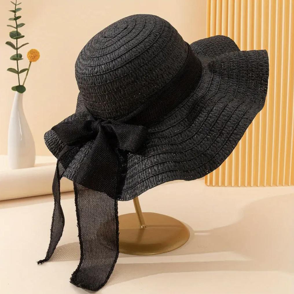 Designový slaměný plážový klobouk s širokou krempou Dámský letní klobouk na dovolenou Ochrana před sluncem Plážový klobouk Stínítko Sluneční klobouk Slaměný klobouk