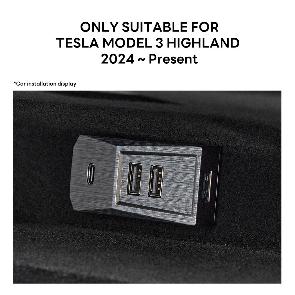 

Glovebox USB Hub For Tesla New Model Y Launch Juniper 2025 Model 3 Highland 2024 Type-C Port Digital Display Splitter Docking бежевый
