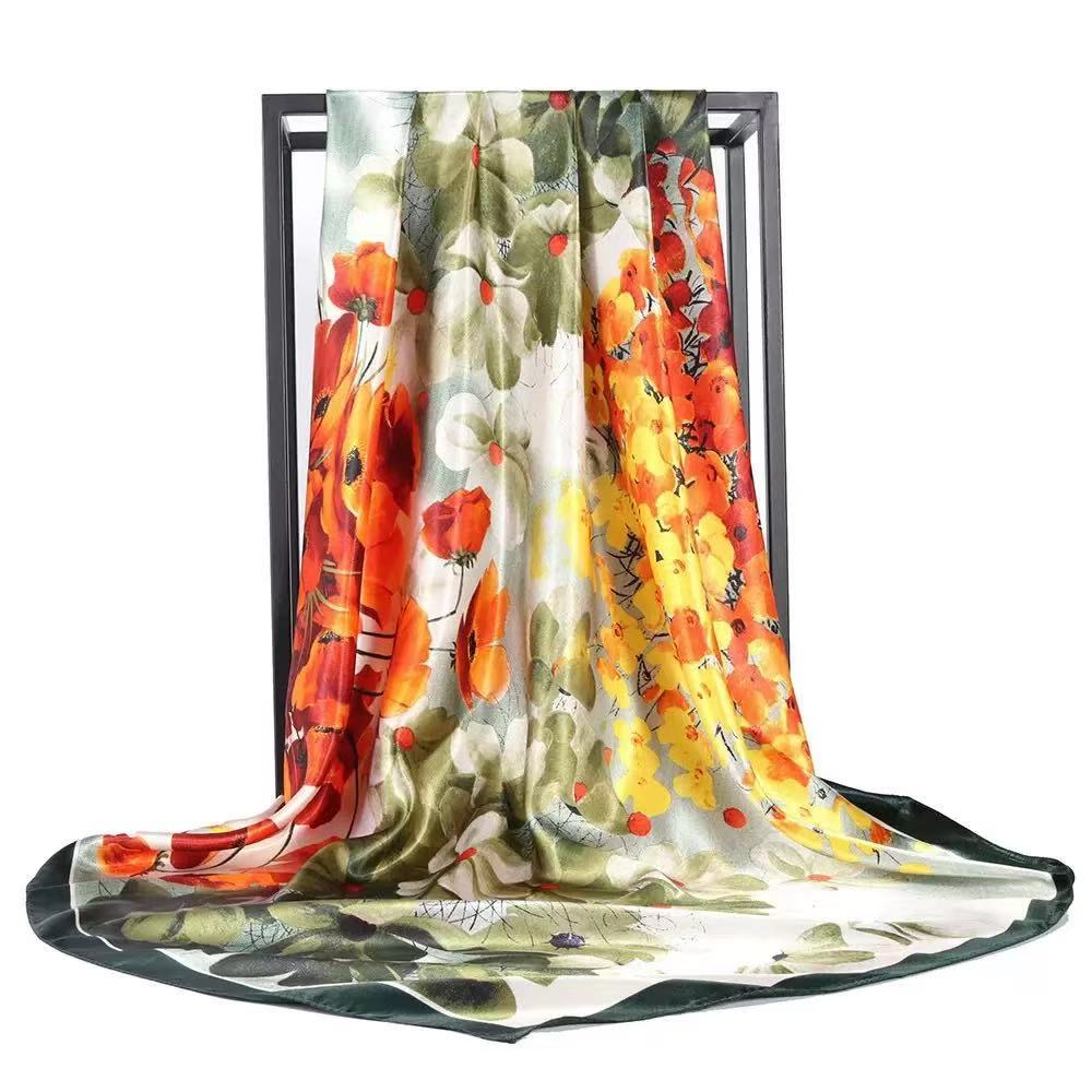 90Cm satin large square scarf headscarf new street retro simple bandanas